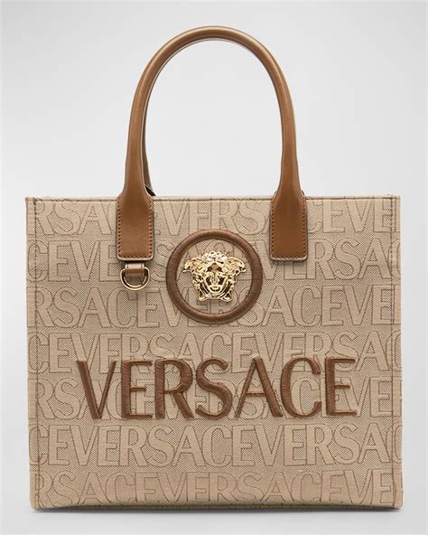 versace coated canvas monogram tote|versace la medusa tote bag.